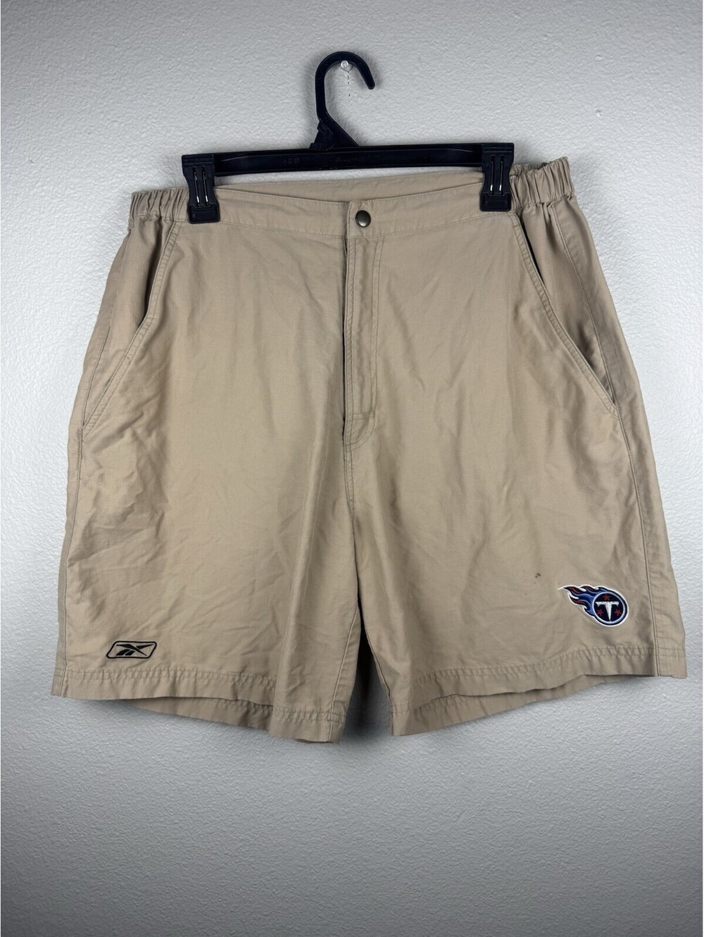 Vintage Reebok Tennessee Titans NFL Team Apparel Khaki Shorts Mens L 7.5